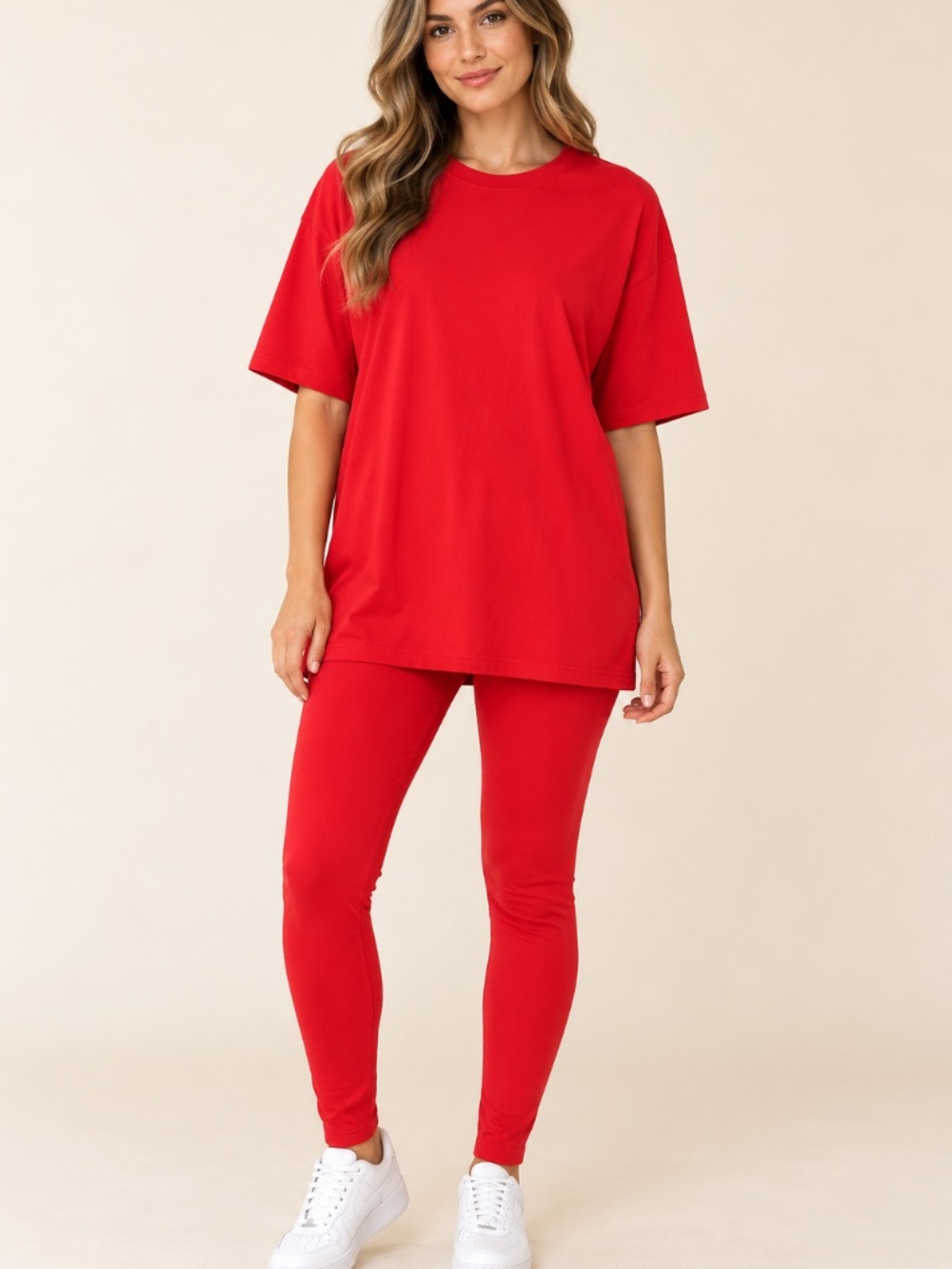 Zenana Red Buttery Soft Tunic Top & Leggings Set